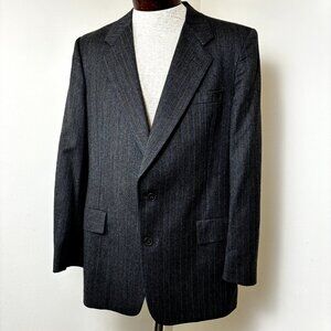Christian Dior Sz 42R Men's Gray Striped Blazer Pure Virgin Wool Suit Jacket VTG